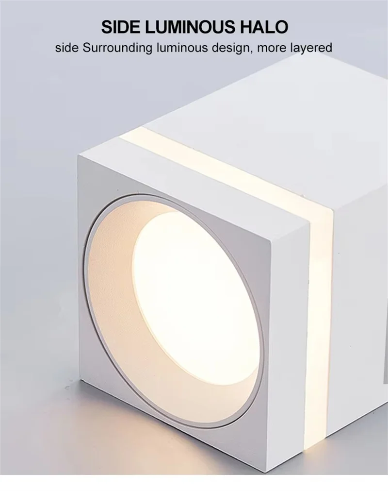 Description Picture 6 of itemSquare Surface Dimmable LED COB Downlight 7W 9W 12W 15W AC110V 220V indoor lighting No opening LED Ceiling Spot lights