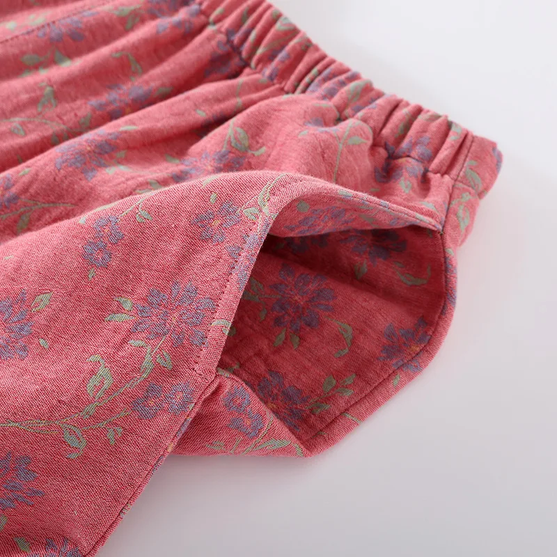 Chinese-style Color-woven Jacquard Pajamas Cotton Double-layer Gauze Pijamas Women Long-sleeved National Style Loungewear Set_ecoleips.com