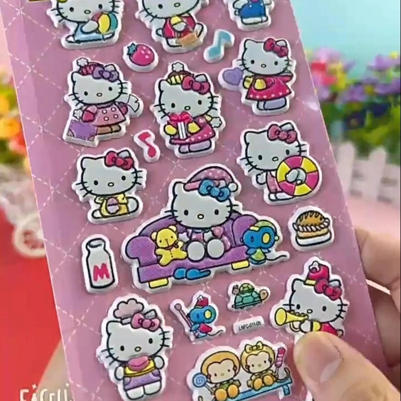 헬로키티 소프트 스티커 DIY 핸드북 장식 스티커 노트북 앨범 다이어리 장식 스티커 귀여운 애니메이션 3D 폼 버블