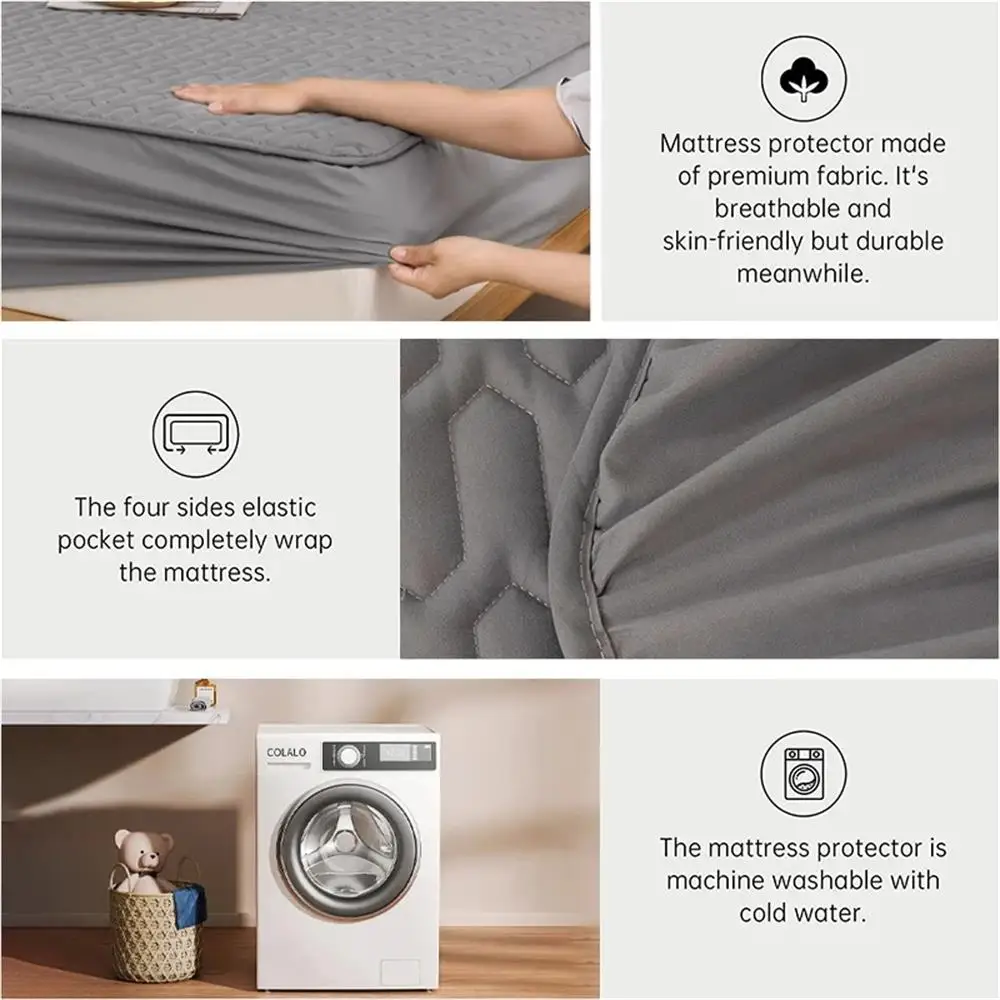 Waterproof Thicken Mattress Pad Protector Skin-Friendly Durable Fitted Sheet Bed Cover Latex Mat Cover 120x200 150x200 180x200 6