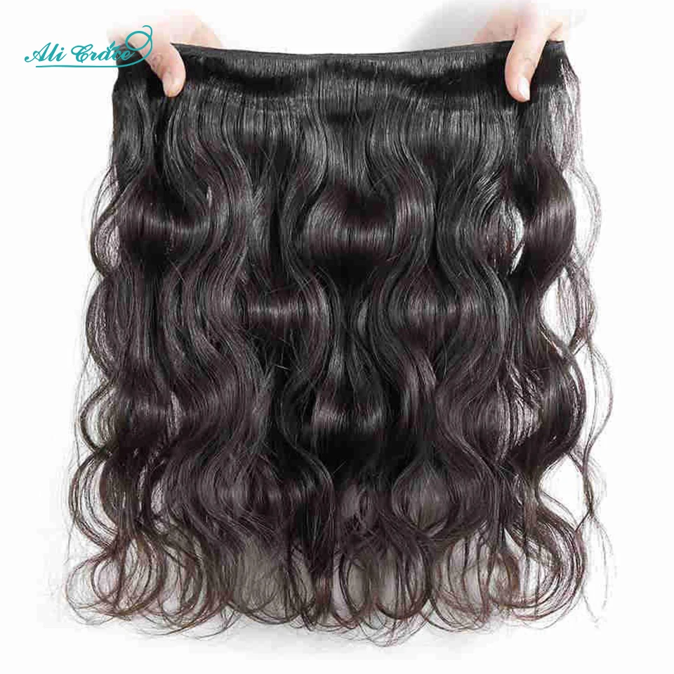 Human Hair Extensions ALI GRACE Hair Brazilian Body Wave Hair 4 Bundles Human Extentions Remy Natural Color Body Wave Human 10-28 inch