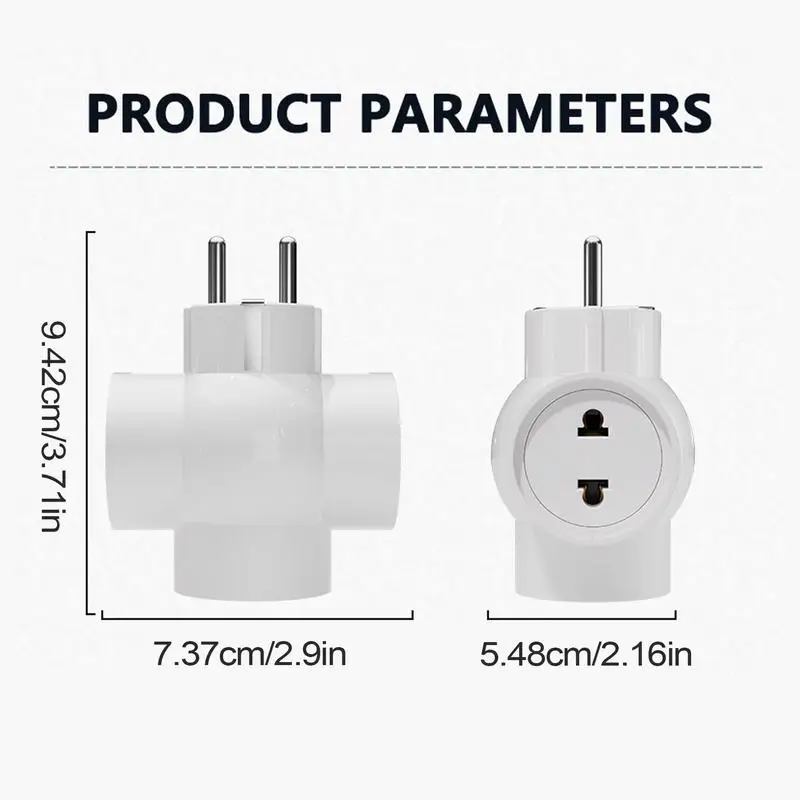 Electric Plug Adapter Charging Cable Outlet AC Adapter With 3 Outlets 16A Socket For Men Women German Europe Russian Trip Travel