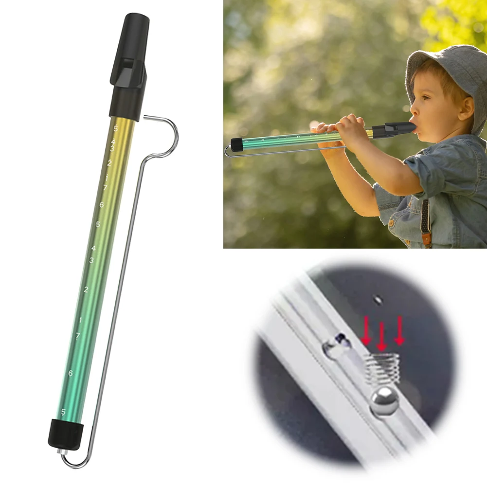 Metal Slide Whistle with Steel Sliding Rod Scale Sliding Flute Yoyo Flute Piccolo Kazoo Musical Instrument Toy for Children