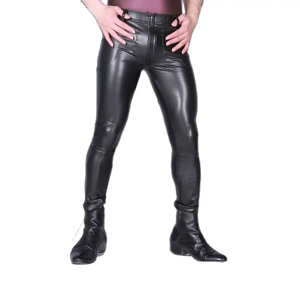 Zwarte En Rode Heren Latex Broek [ZT01445] - €168.61