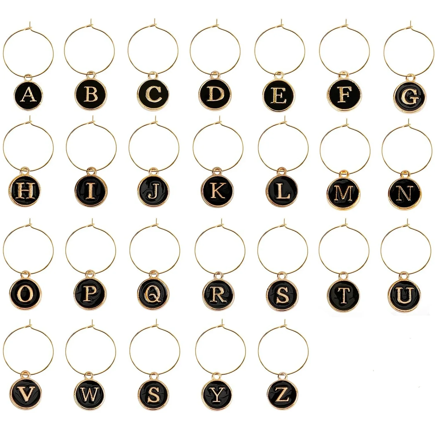 Elegant Wine Glass Charm Set – Personalized Markers