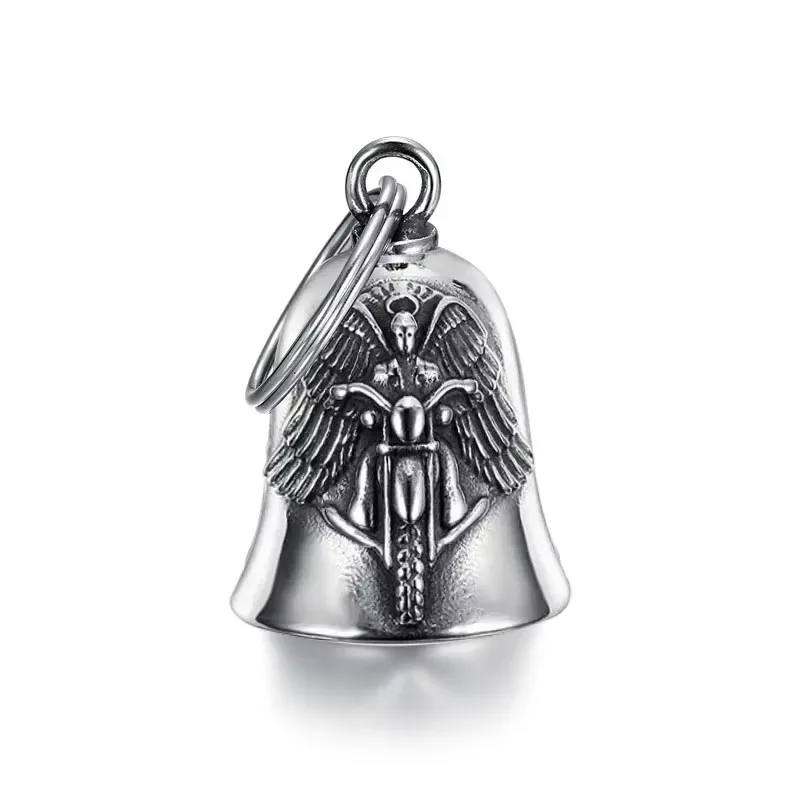 Angel Wings Motorcycle Bell Pendant Keychain Punk Rock Men Riding Party Gift