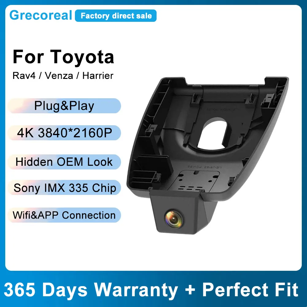 

Grecoreal Dash Cam Front Rear 2K 4K Wifi Dashcam for Toyota Rav4 XA50 Venza Harrier XU80 Suzuki Across Dual Dashcam Dash Camera