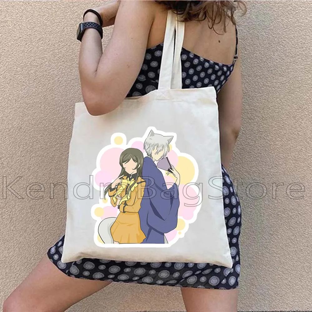 Japan Anime Manga Inuyasha Cartoon Girl Canvas Shoulder Tote Bag Change The World Dog Demon Chibi Gifts Shopper Cotton Handbag