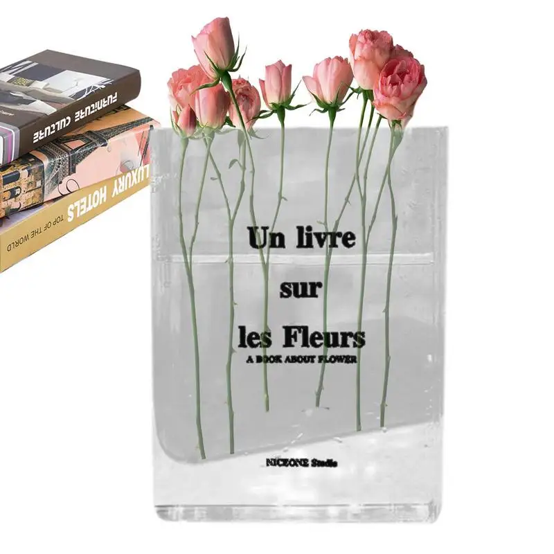 Tanio Akrylowy kształt książki wazon przezroczysty artystyczny i kulturalny wazon sklep