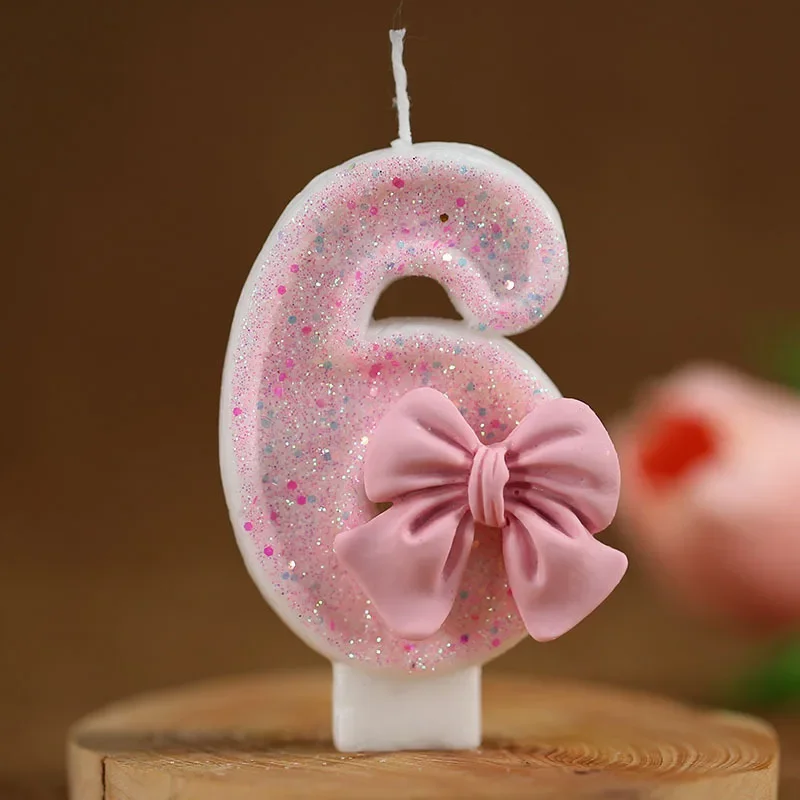 Adorable Pink Bow 3D Cake Candles for Birthday Celebrations