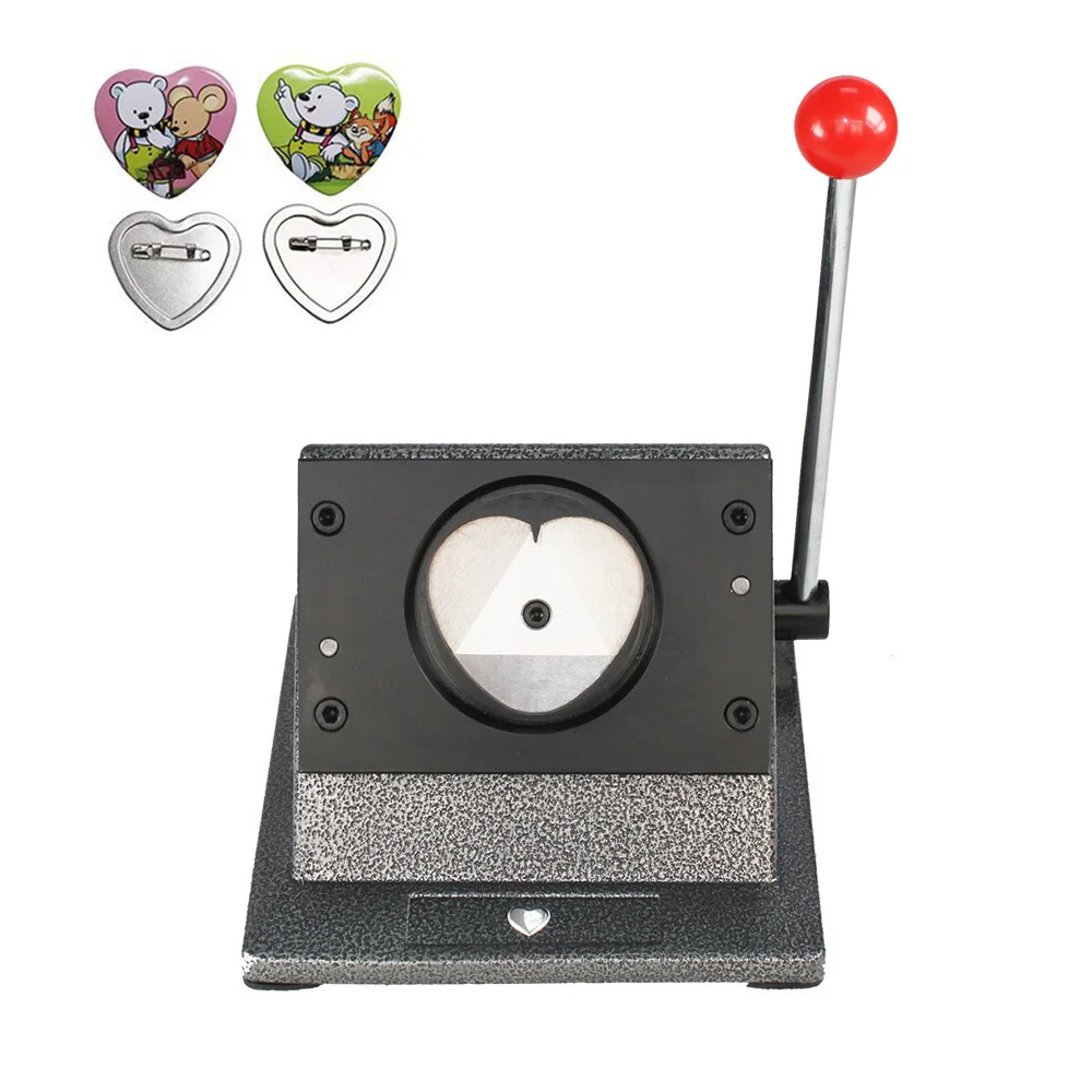 NEW Heavy Duty Manual Heart Shape 57x52mm Multi Sheets Stand Paper Graphic Punch Die Cutter for Pro Button Maker