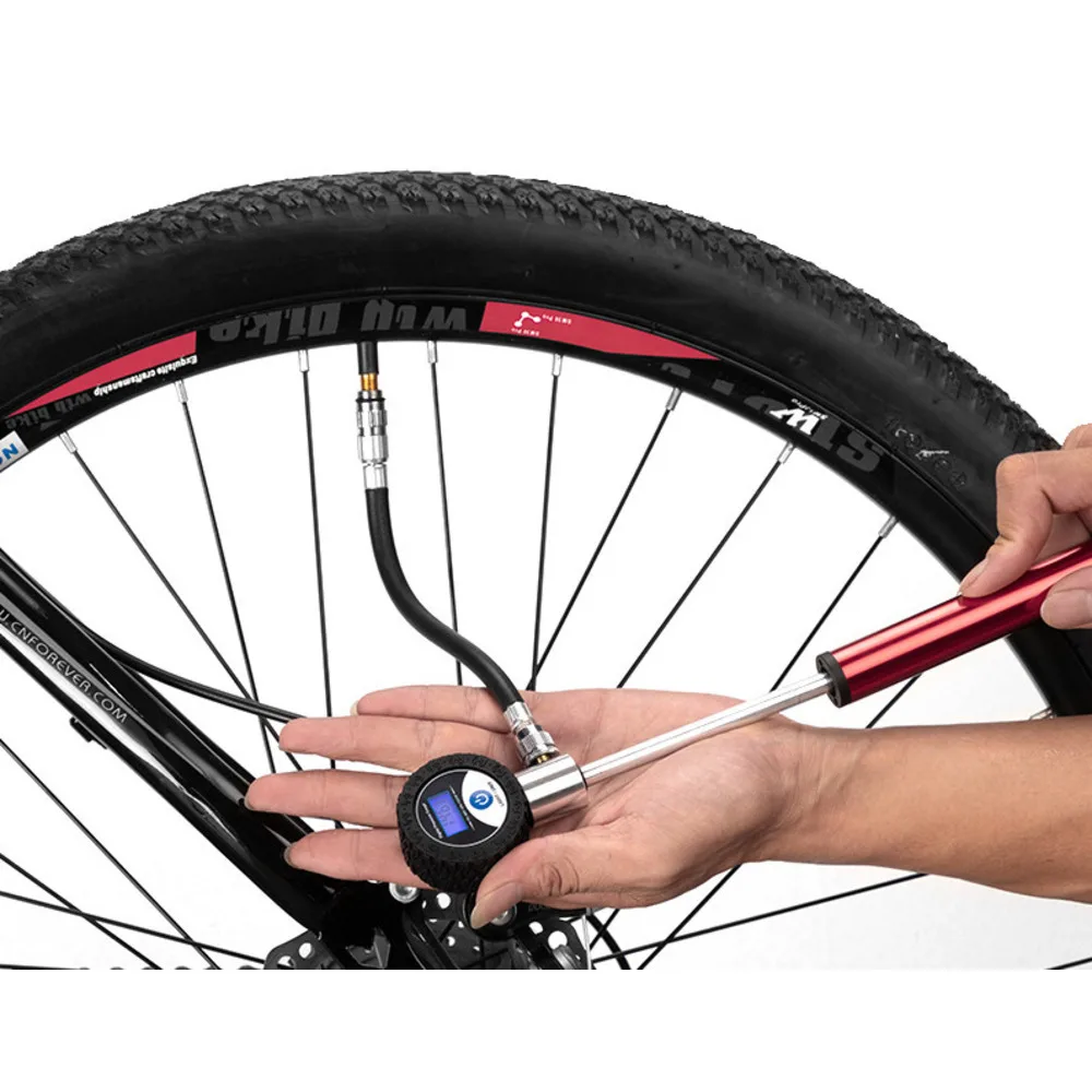 LCD digitální sada na opravu pneumatik, přenosná manuální pumpa na horská kola z hliníkové slitiny_voghion.com