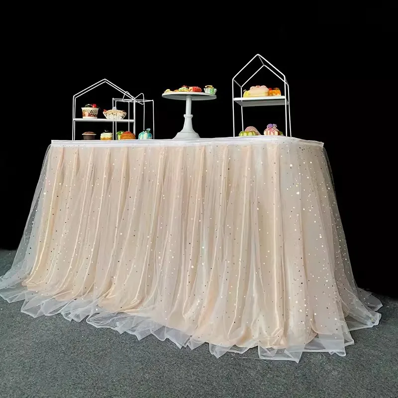 Tulle Gold Table Skirts Tutu Table Skirt Wedding Birthday Party Tulle Skirt Decoration tablecloth