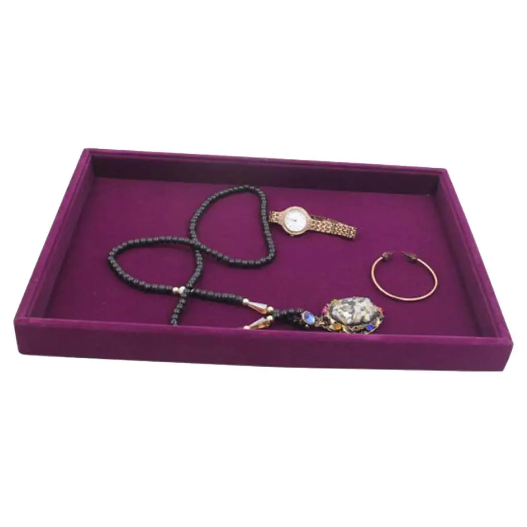 Elegant Velvet Jewelry Storage Tray for Necklaces, Bracelets, and Rings - 35 x 24 x 3cm