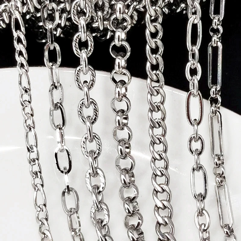1meter Stainless Steel Chains for Jewelry Making DIY Rolo Cable Link Chains  Necklace Bracelet Handmade Accessories Wholesale