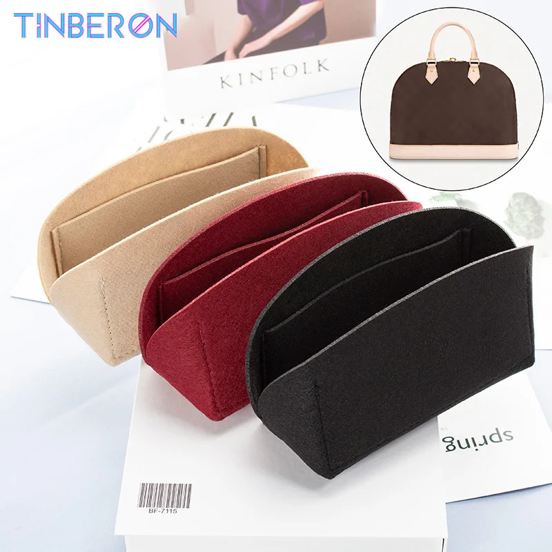 TINBERON Fits Shell Bags Inner Bag Insert Organizer Travel Purse Makeup Handbag Storage Bag liner Felt Cloth Women Cosmetic Bags mermaid accessories jewelry set sequins purse necklace bracelet bow hair clip shell earring gift for mermaid girls photo props