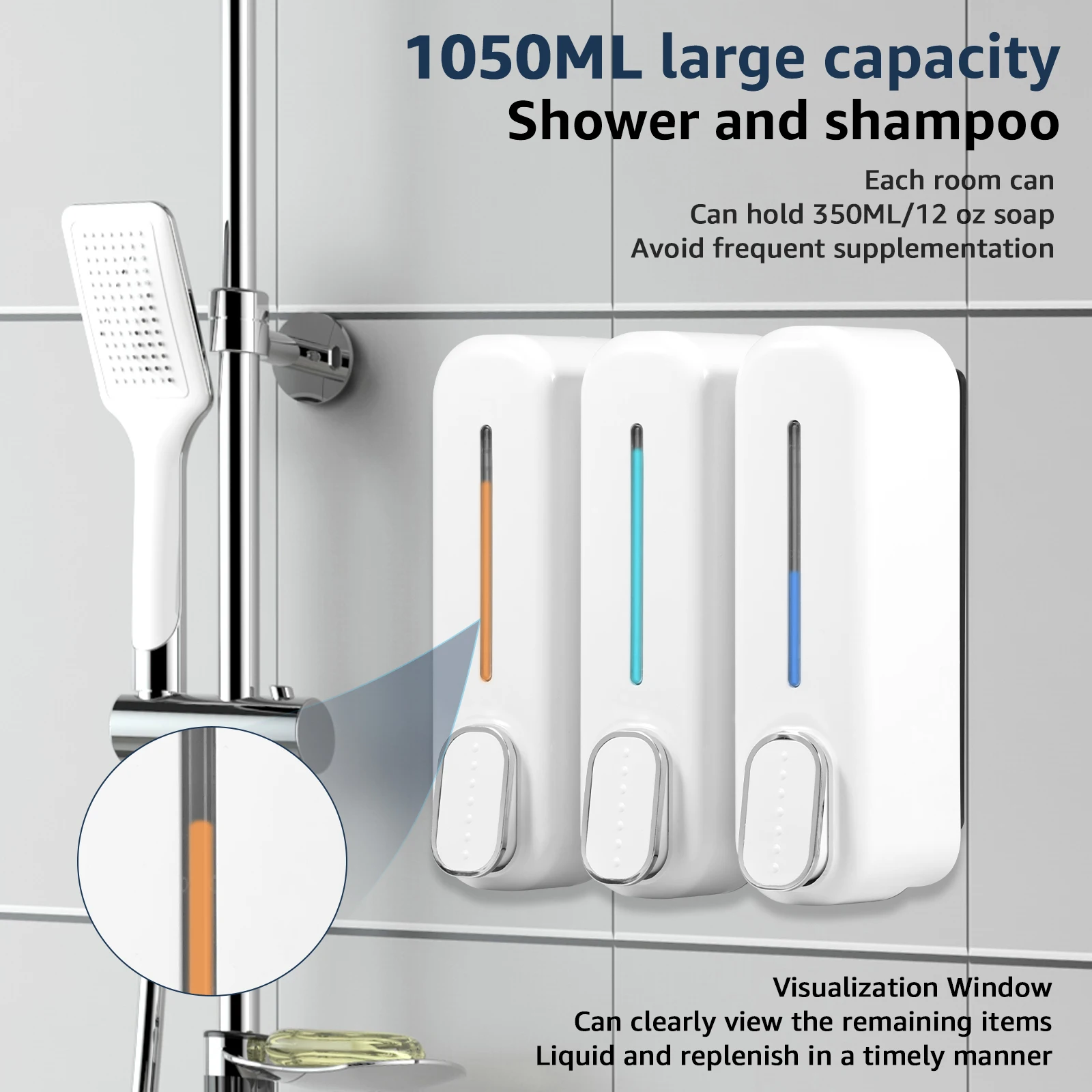 Wall Mounted Soap Dispenser 3 Chamber Shampoo Shower Gel Dispenser Detergent Container Family Hotel Bathroom Accessories soap dispenser soap pump soap dispenser head wall mounted dispenser
