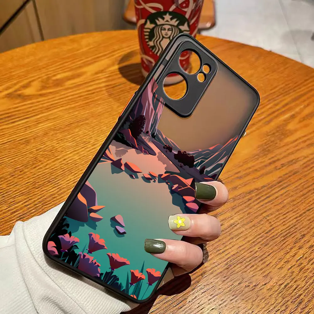 thumbnail image 1 of Matte Phone Case for OPPO RENO 8 8T 7Z 7 6Z 6 5 4 3 PRO PLUS 4G 5G Case Funda Coque Capa Shell Art hand-Painted Mountain Scenery, 1 of 5