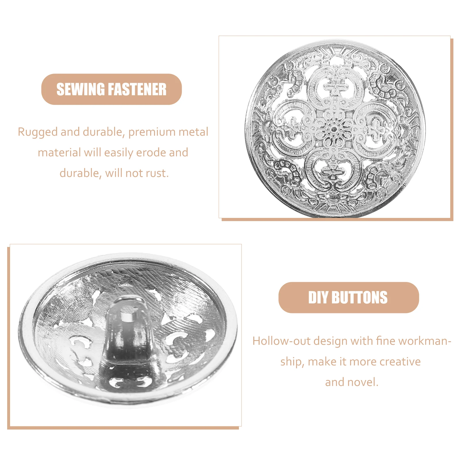 

Vintage Metal Button Hollow Clothes Buttons Sewing Craft for Jeans Coat Blazer Suits 30pcs Black 23MM