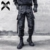 Techwear Functional Cargo Pants Men Fashion Tactical Ribbons Design Trousers 2025 Spring Hip Hop Streetwear Pants Black 1