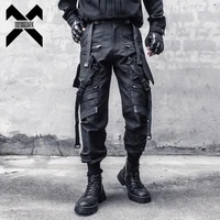 Techwear Functional Cargo Pants Men Fashion Tactical Ribbons Design Trousers 2025 Spring Hip Hop Streetwear Pants Black 1
