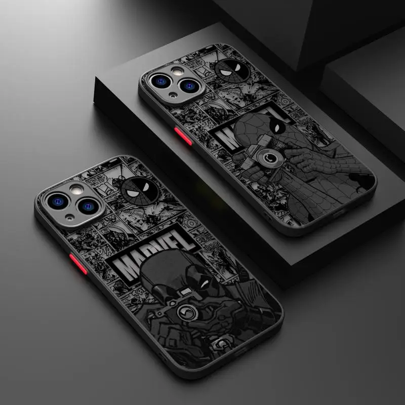 Spiderman Vs Deadpool Scatta Foto Custodia Trasparente Opaca Per Iphone 15 11 14 13 12 Pro Max Mini X Xr Xs 8 6 7 Plus Cover