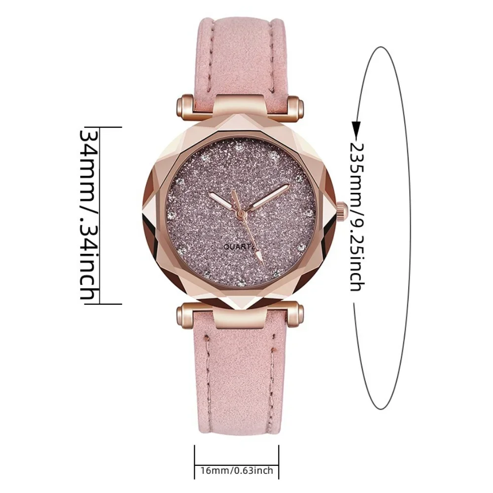Women Quartz Watches Rhinestone Romantic Starry Sky Luminous Wrist Watch Girls Leather Electronic Dial Watch Clock with Battery images - 6