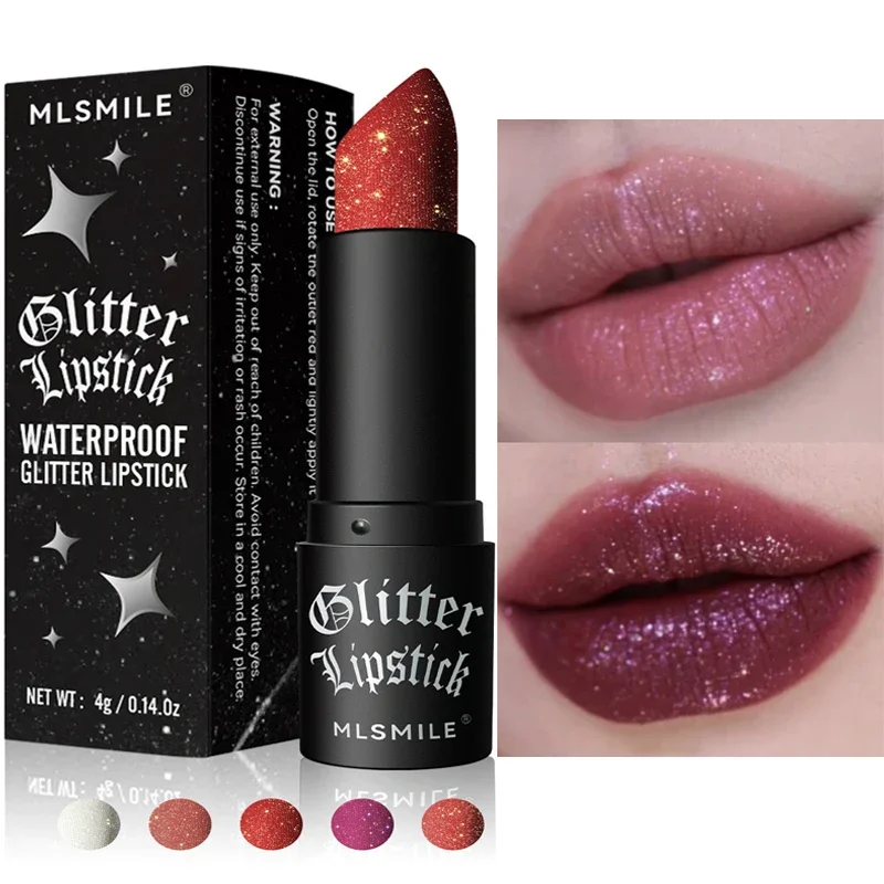 Glitter Diamonds Matte Lipstick Waterproof Lasting Pearlescent Diamonds Rossetti Antiaderenti Red Pink Lip Tint Makeup Cosmetic