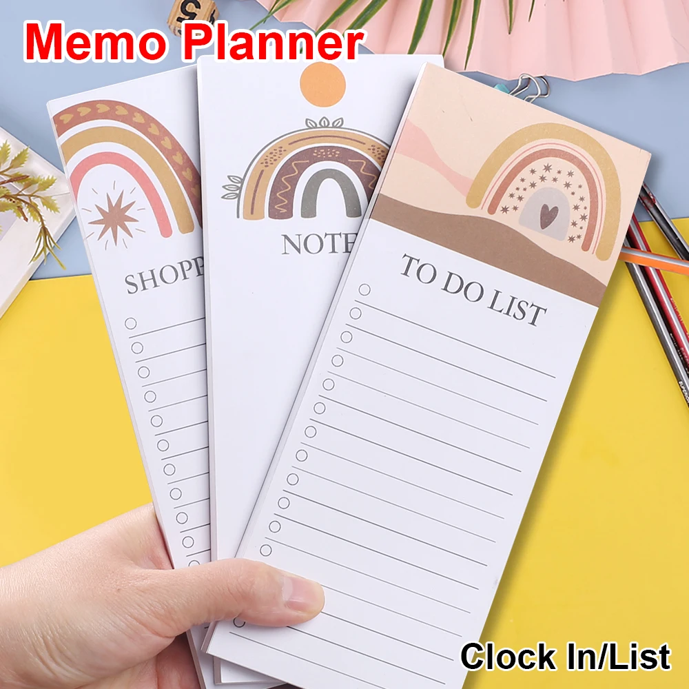 

To Do Shopping List Notepad Cute Rainbow Lines Sticky Notes Time Management Journal Business Memo Pads Student Office Stationery