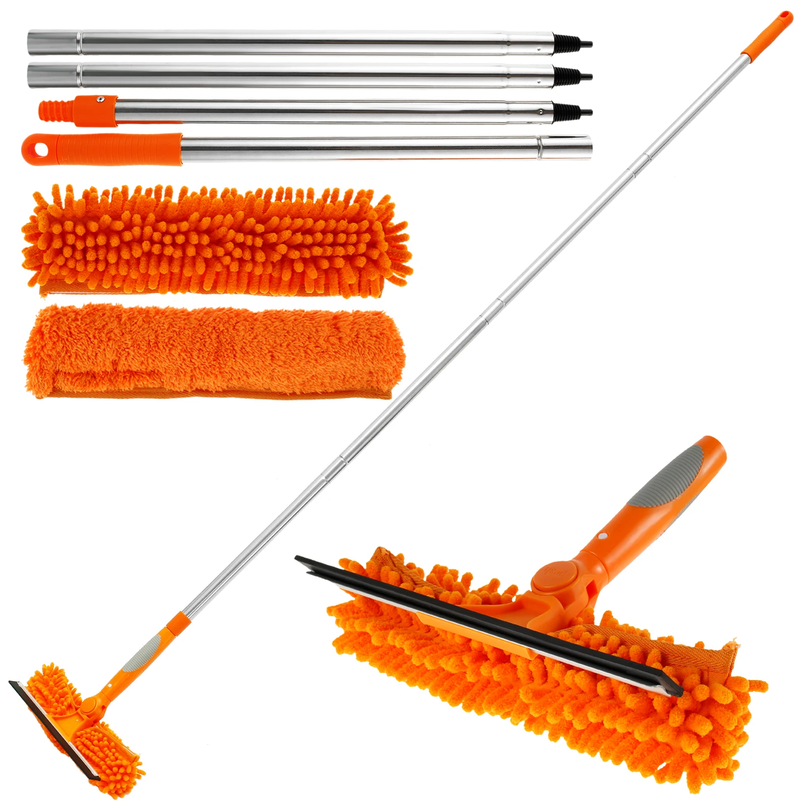 

Window Cleaning Squeegee Kit with 2 Cleaning Pad Squeegee Window Cleaner with 74.8in Extension Handle Portable Window Washer