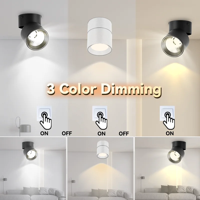 Foldable Led Ceiling Downlight 3 Color 220V for Living Room Bedroom Kitchen