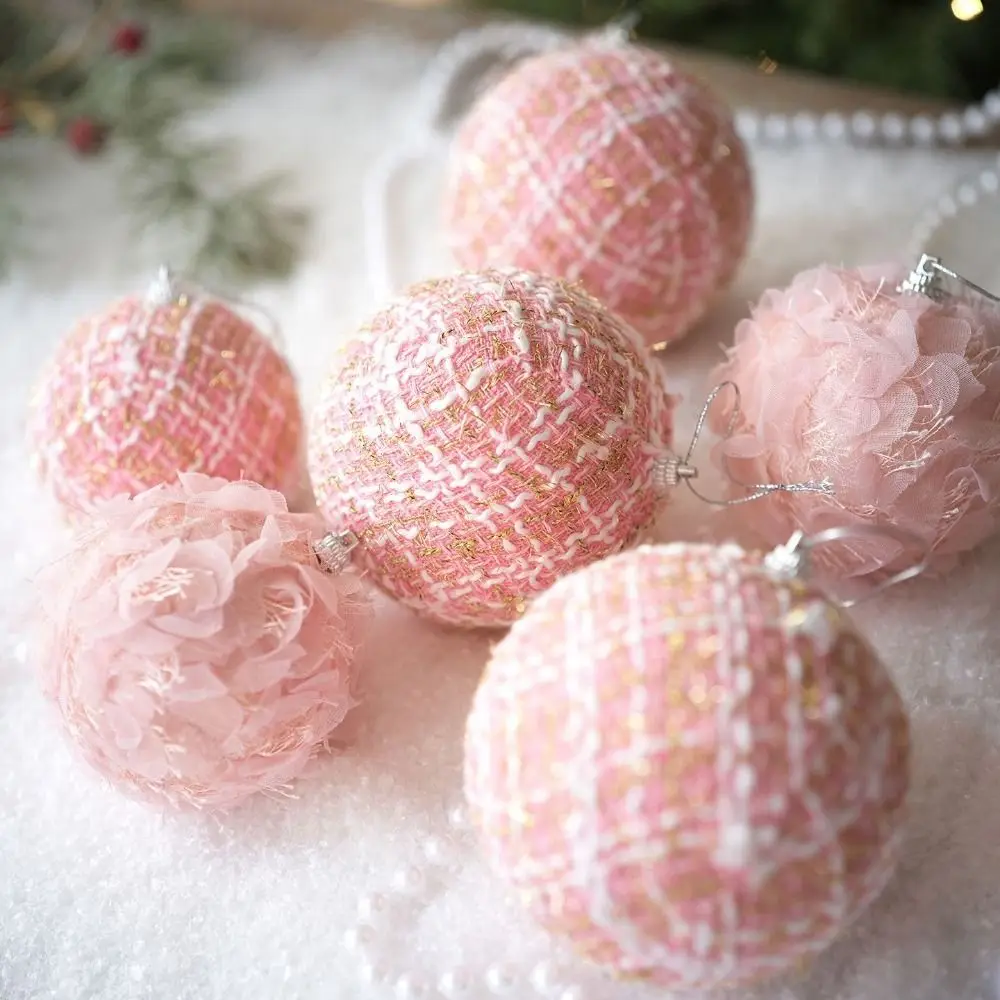 Creative 8/10cm Fluffy Christmas Ball Foam Decorative Christmas Tree Pendant Pink Christmas Hanging Ball Holiday Ornament
