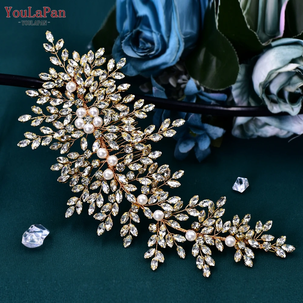 YouLaPan Bride Comb Wedding Handmade Headwear Rhinestone Pearl Bridesmaid Hair Accessories Women Banquet Party Jewelry HP434