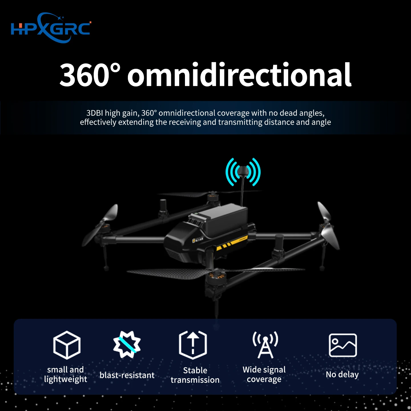 Antenne FPV 4.9G/5.8G RHCP RPSMA/SMA pour Drone