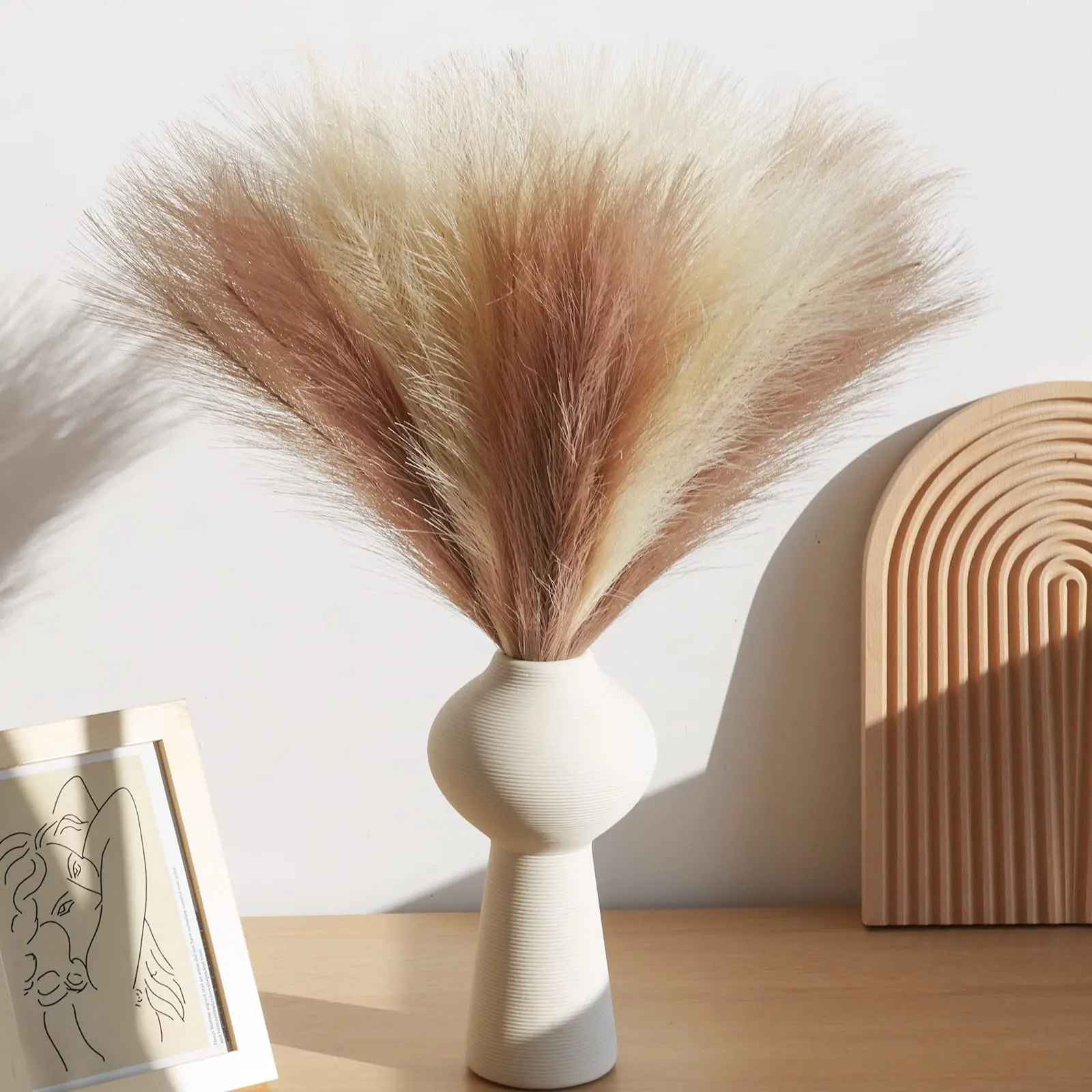 10/20Pcs Artificial Pampas Grass,Fluffy Faux Pampas Grass Decor for