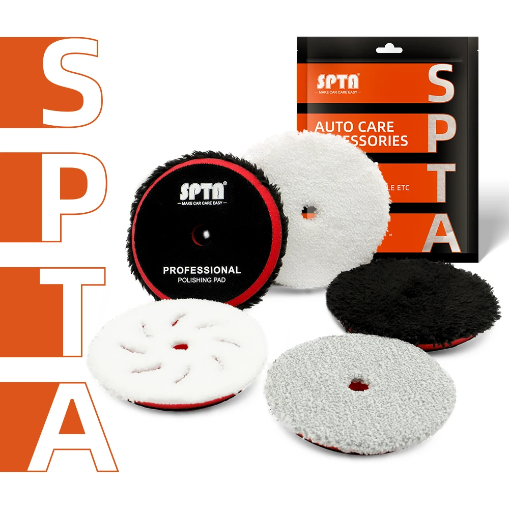 (Single Sale) SPTA 3"/5"/6" Fast Finishing Microfiber Polishing Pad Polishing Pads Buffing Pad Disc Kits For DA/RO Car Polisher