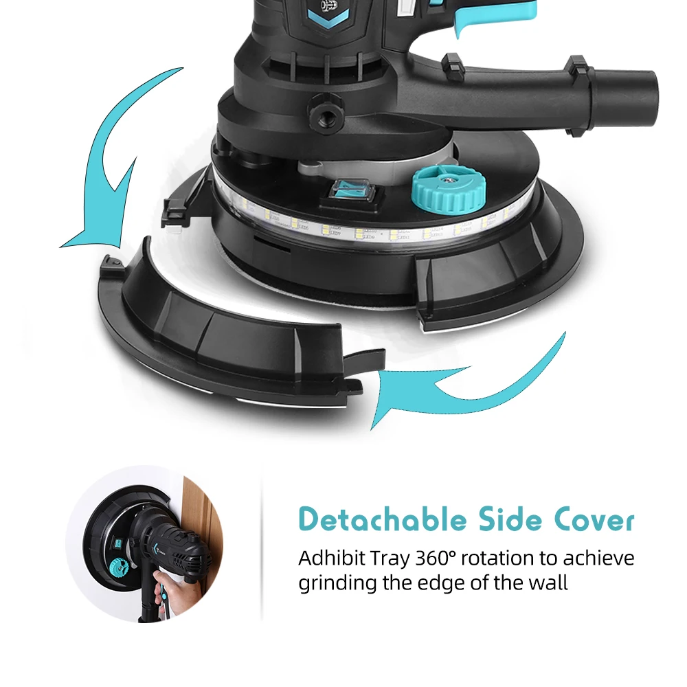 DEKO DKWP180CDLD/DKWP180CD 900W Drywall Sander Grinding Portable Polishing Machine with Sandpaper LED Light and Dust Clooect Bag 4
