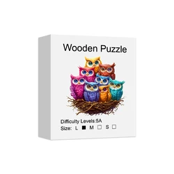 Whimsical Owl Family Wooden Jigsaw Puzzle - Perfect Gift (L)