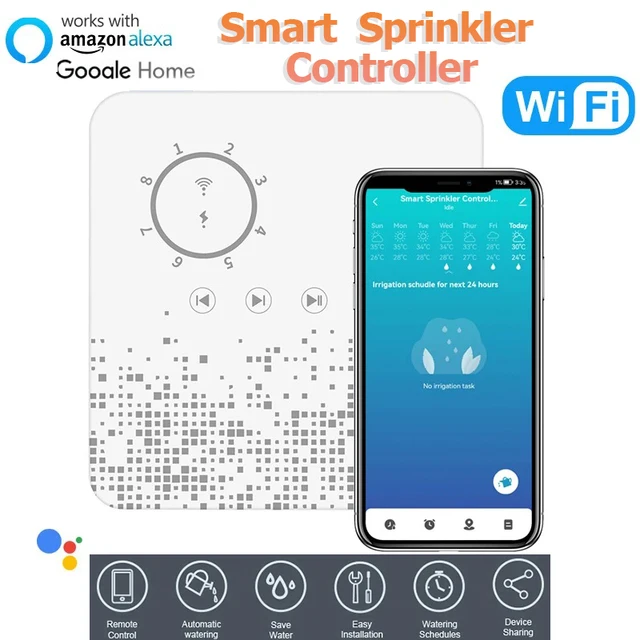 Tuya WiFi Sprinkler Controller Smart 8 Zone Irrigation Timer Automatic Watering Device Compatible with Alexa Google Smart Home 1