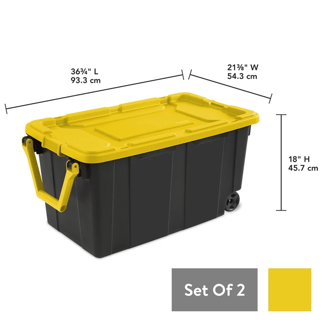 Tough Box 40 Gallon Black Storage Tote with Yellow Lid