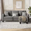 Sectional Sofa Couch, 3 seat L-Shaped Small Sofa with Movable Ottoman Couch for Apartments,(Corduroy, Grey) Children's Sofas 2