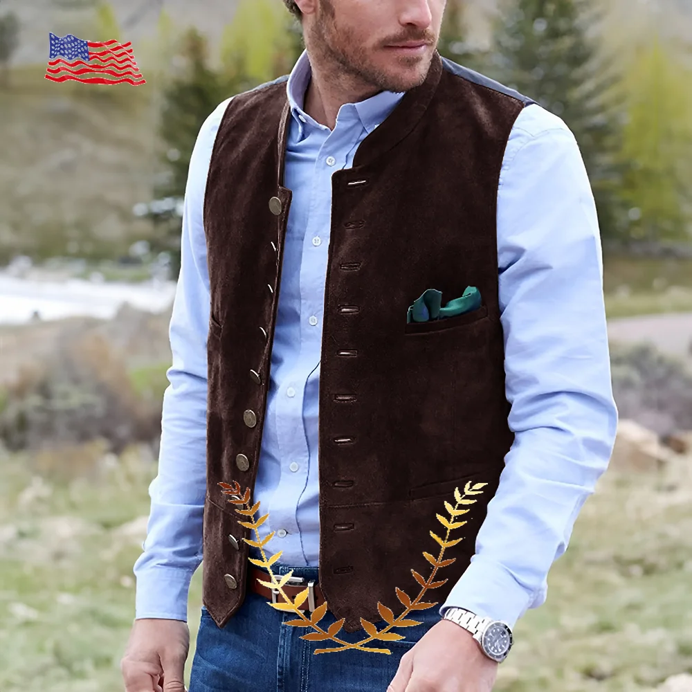 Men's Suede10-button Suit Vest Best Man Wedding Clothing Jacket Victorian Style Steampunk Casual Business Vest