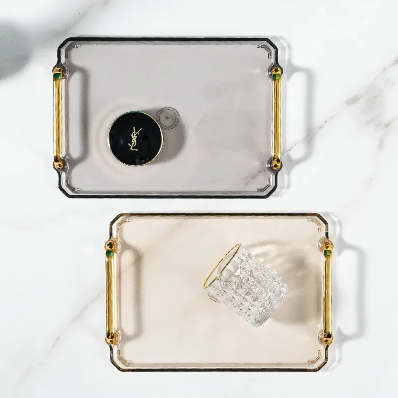 Rectangular Tray, Light Luxury European Style Household Tea Cup, Water Cup, Tea Plate, Plastic Handle Plate In Beauty Salon 2