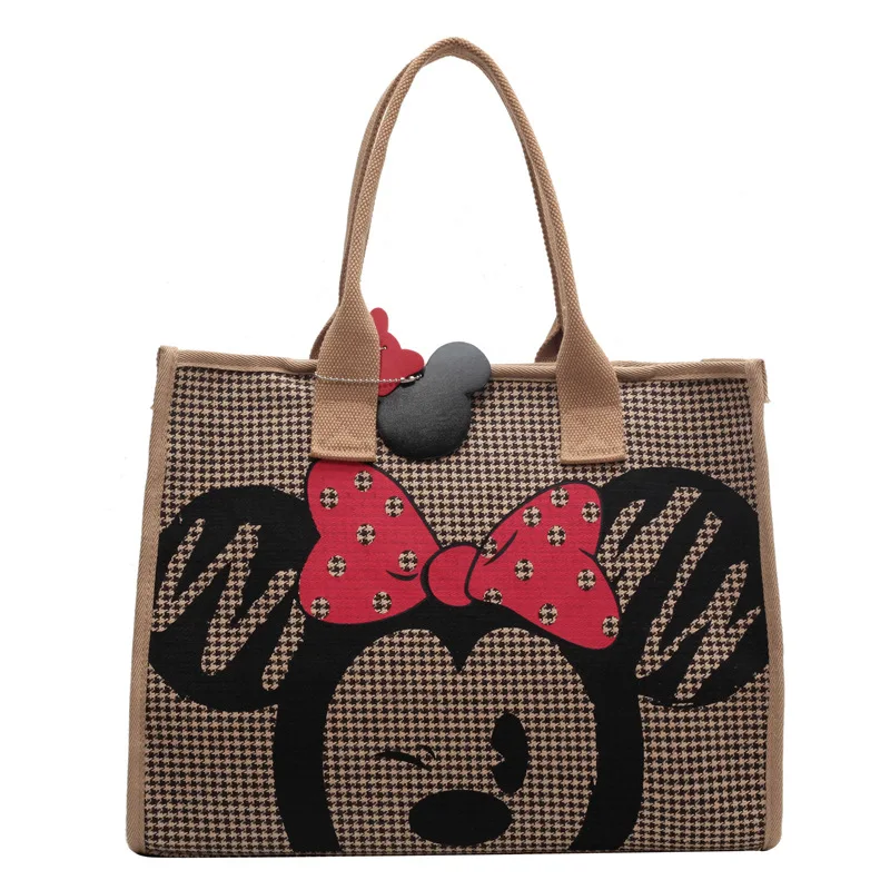 

Mickey Canvas Bag High Capacity Handbag Fashion Black Minnie Tote Bag Shopping Bag Outdoor Women's Bags