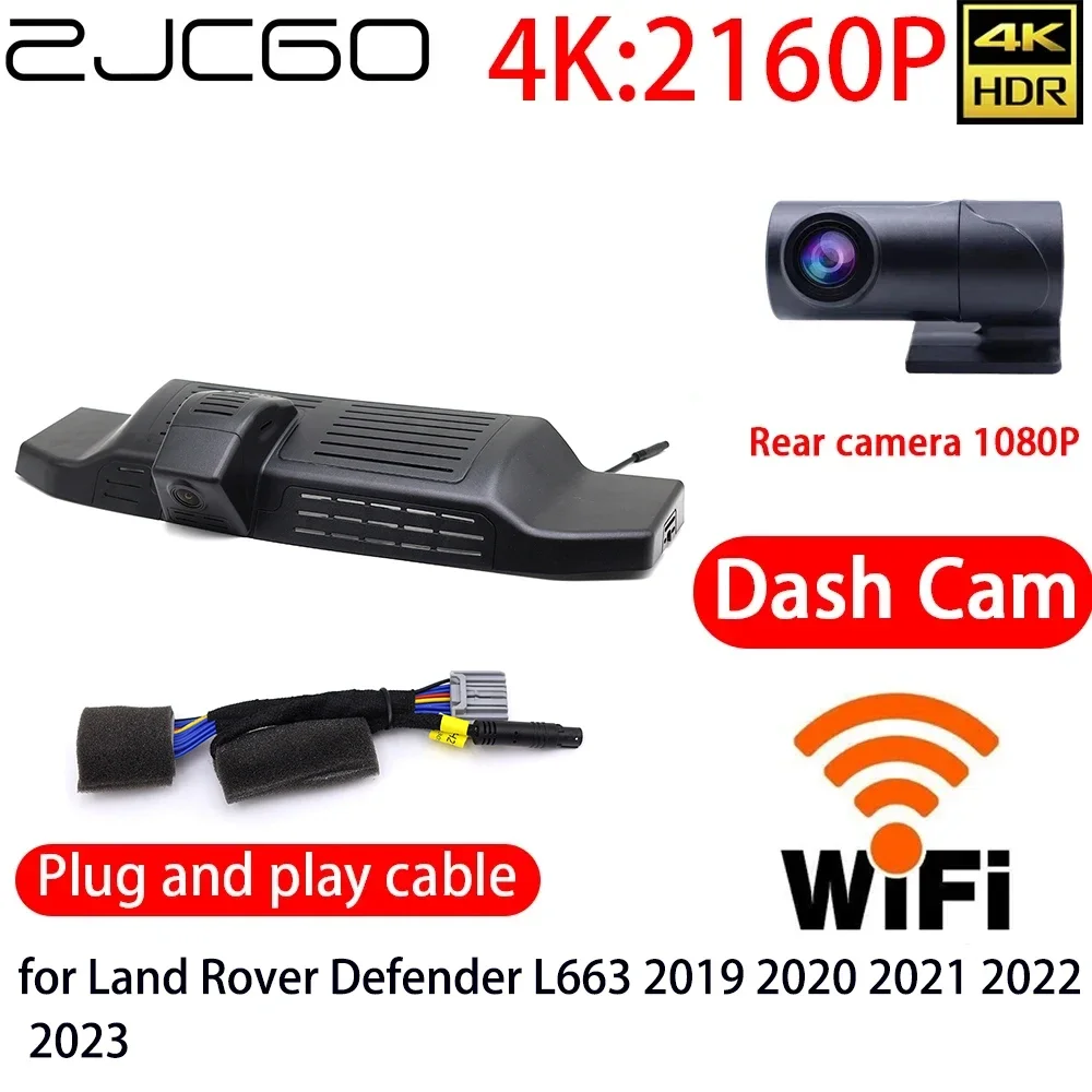 

Автомобильный видеорегистратор ZJCGO 4K, видеорегистратор с Wi-Fi, передняя и задняя камеры, 24-часовой монитор для Land Rover Defender L663 2019 2020 2021 2022 2023