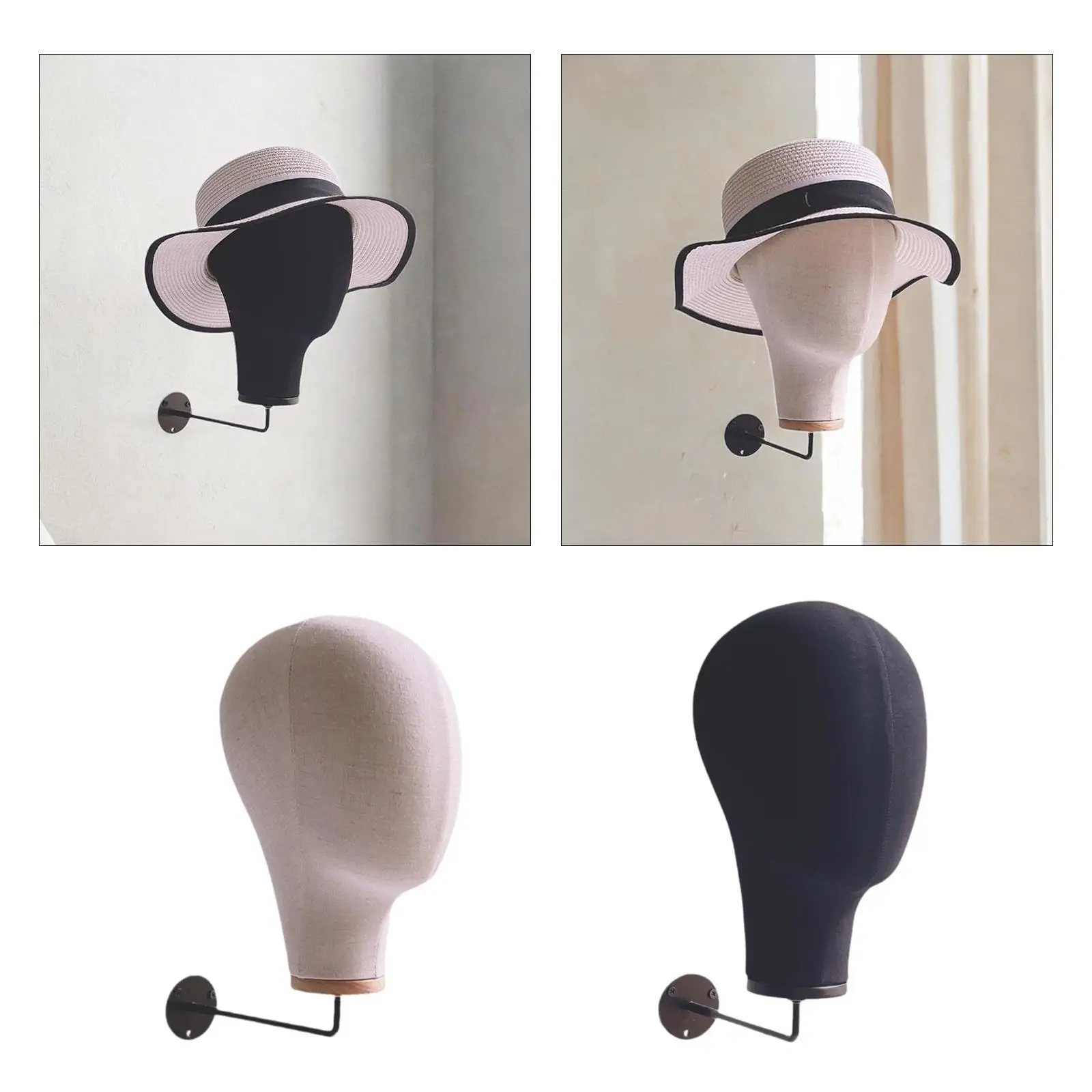 Manikin Head Wig Display Holder Creative Linen Head with Hook Hat Display Head for Beginner Hairdresser Training Home Salon