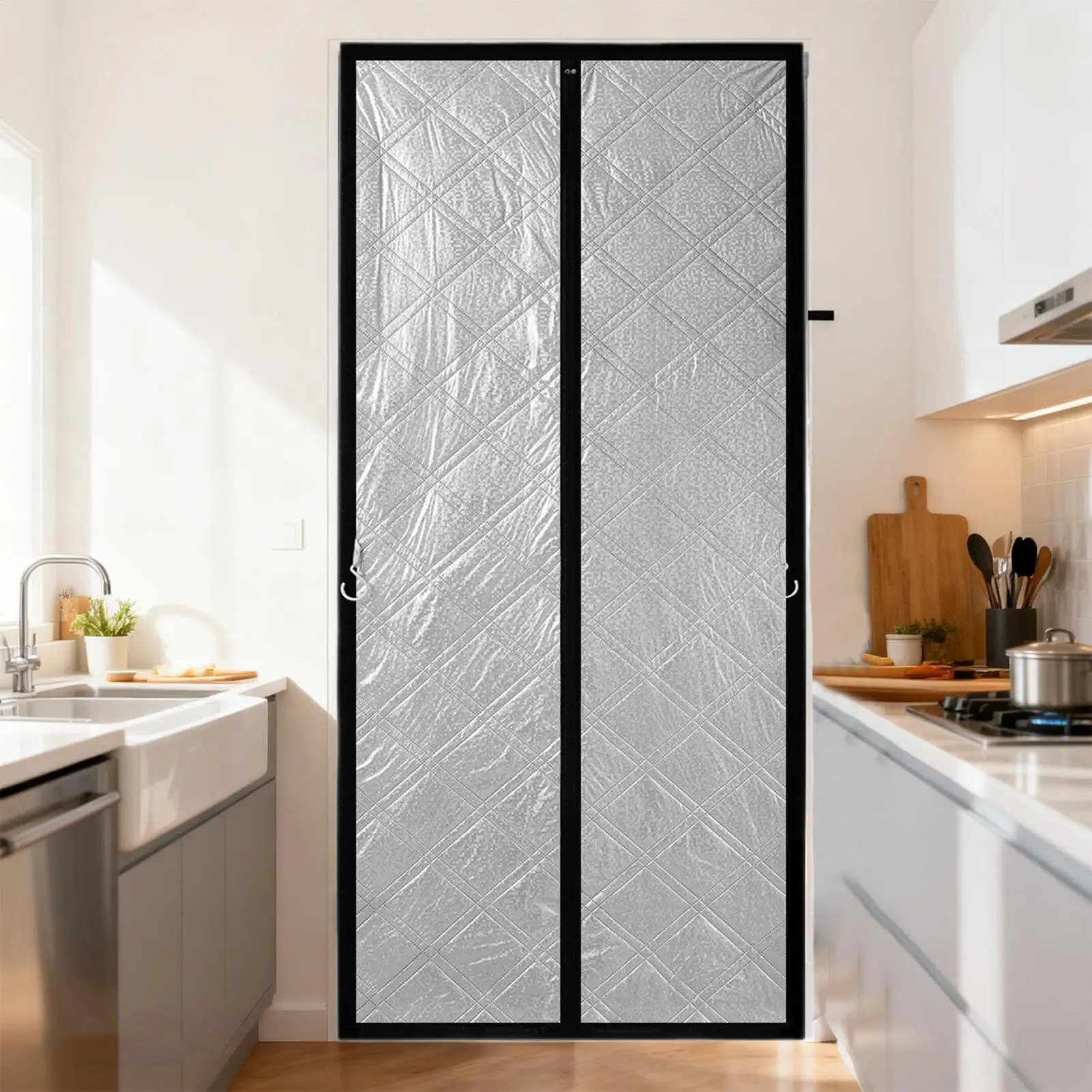 Thermal Door Cover Magnetic Closure Blanket Insulated Winter Entrance Cover For Home Kitchen Entryway Garage Patio Backyard