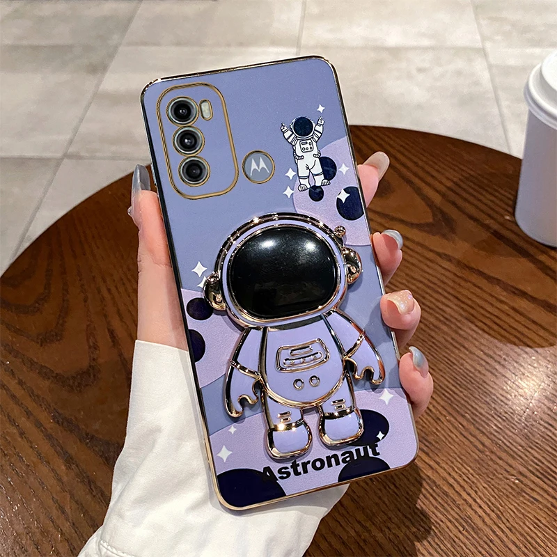 Cute Astronaut Plating Phone Holder Case - Stylish Protective Cover