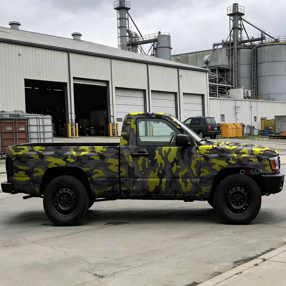 Camo Car Wrap Off-Road Automotive Vinyl Karosseriebedeckung für Motorräder Aufkleber DIY Autozubehör Gelbe Tarnfolie – Detail 12