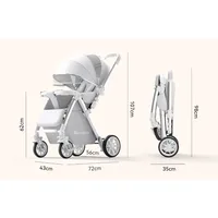 Poussette pour bébé pliable, tige de poussée bidirectionnelle, quatre roues, absorbant les chocs, landau avec moustiquaire 6